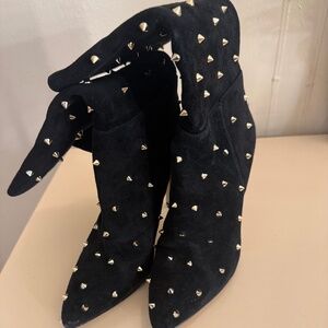 Sam Edelman Size 7M "Waylyn" Black Suede Boots Silver Stud Embellishment NWT